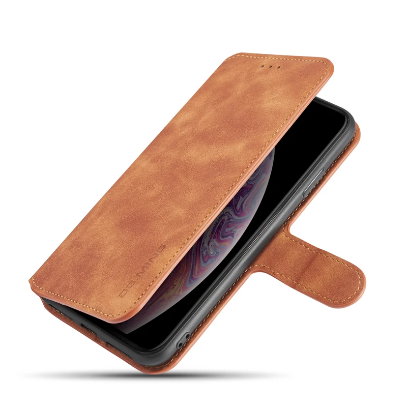 Винтажный чехол DG.MING из искусственной кожи для iPhone XS Max 11 12 XR флип с подставкой и