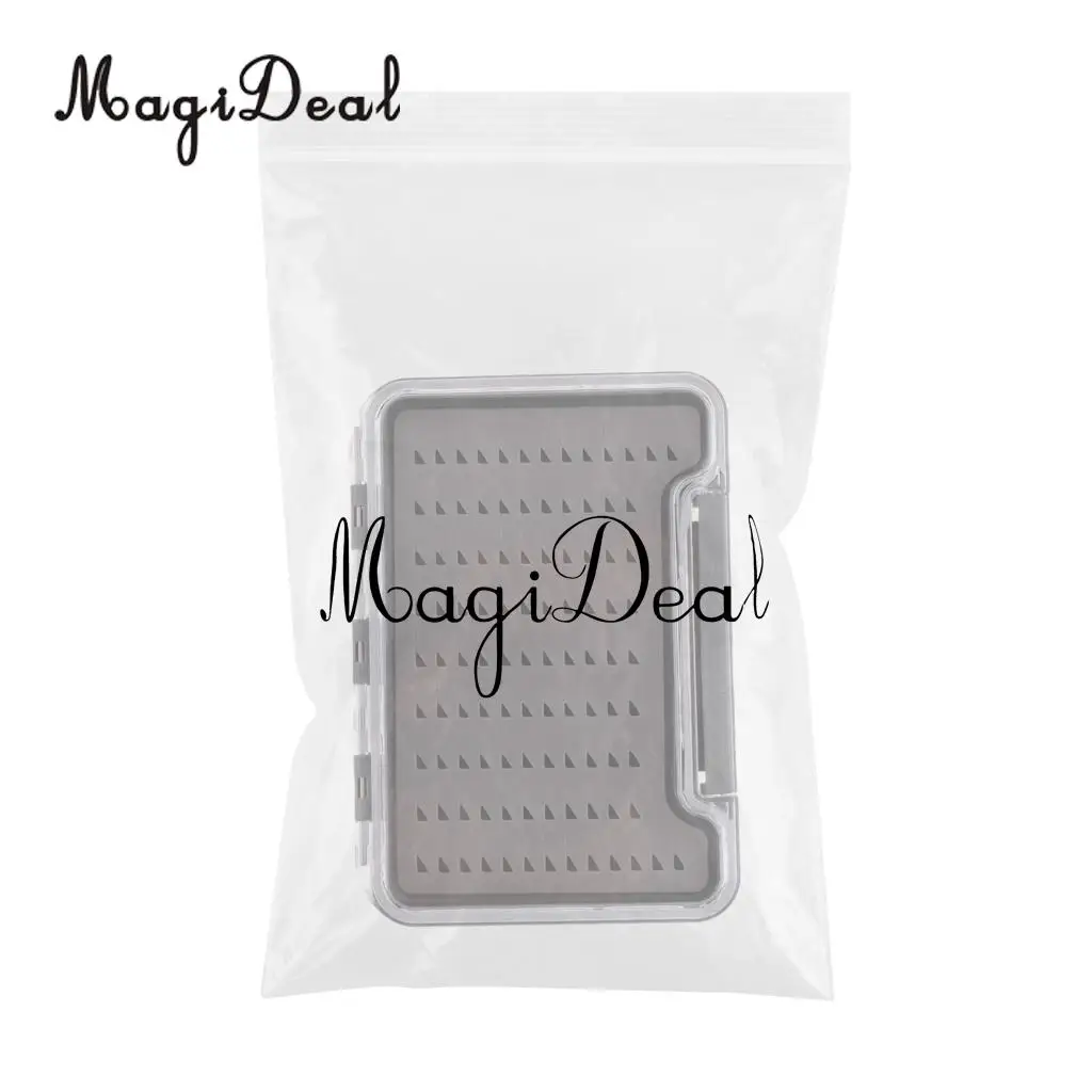 MagiDeal Super Slim Clear Easy Grip Foam Plastic Fly Fishing Box Flies Containe for micro flies and midges Fishing Tackle Boxes