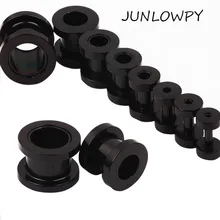 JUNLOWPY, Черные Беруши, смешанные, 8 размеров, 50 шт./лот, нержавеющая сталь, ювелирные изделия для тела, винт, тоннель, затычки для ушей, тоннель, манжеты для ушей