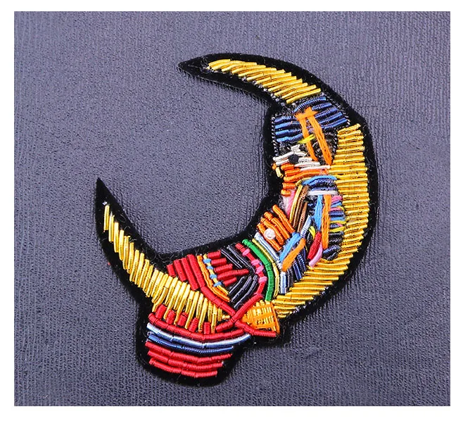 

moon india silk pin on patch flying brooch badge patches for clothing parches termoadhesivos para ropa for clothes