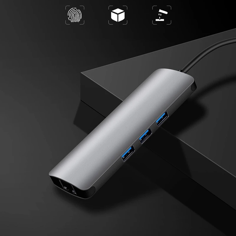 AABB-9 в 1 тип-c концентратор к Hdmi Usb 3,0 Sd Tf Pd Rj45 Ethernet Lan кард-ридер адаптер