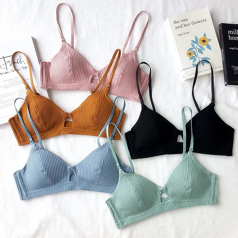 

Only a bra ,5 colors cotton small cup bras with pad women sexy sleepwear Bralette thin wire free comfort brassiere for girls