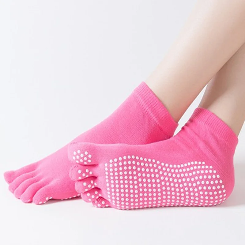 Бренд Pampa, женские носки для йоги, женские носки с пятью цветными пятью пальцами, нескользящие носки для йоги, нескользящие носки для йоги, йоги, фитнеса - Цвет: Pure rose