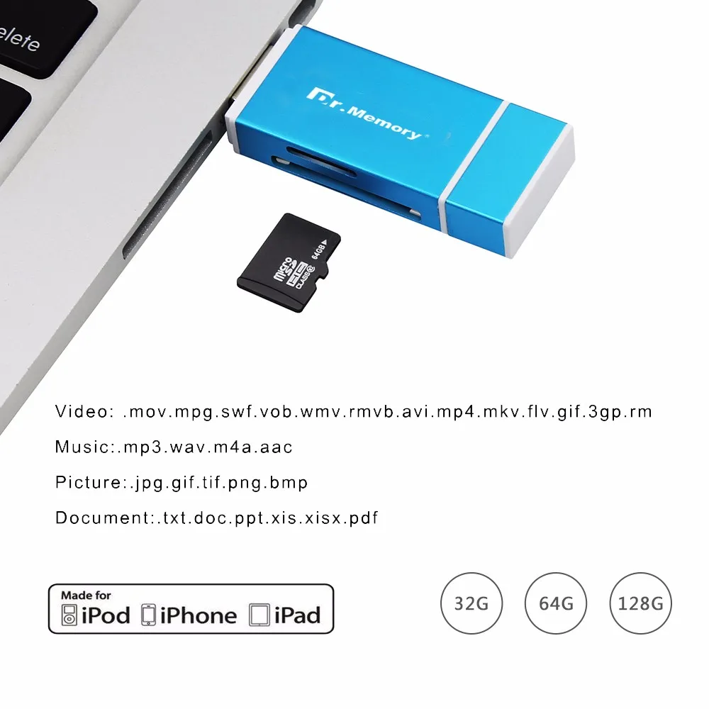 Dr. памяти металла OTG картридер 3 в 1 для Lightning/Micro USB/USB 3.0 OTG Micro SD картридер для Iphone для Android