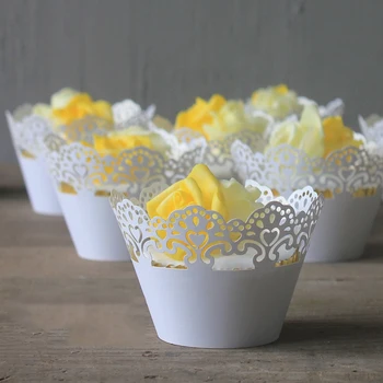 

Cupcake side cover decoration Lace hollow out paper for cake White/gold/silver multicolor 10 pieces bakeware tool cake