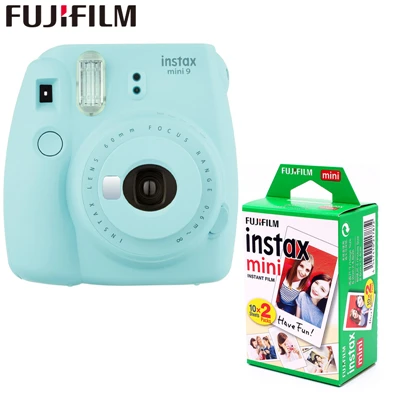 Подлинная fuji пленка Instax Mini 9 мгновенная пленка камера+ 20 листов fuji пленки белый egde fuji фото камера всплывающий объектив Авто 5 цветов - Цвет: Ice blue