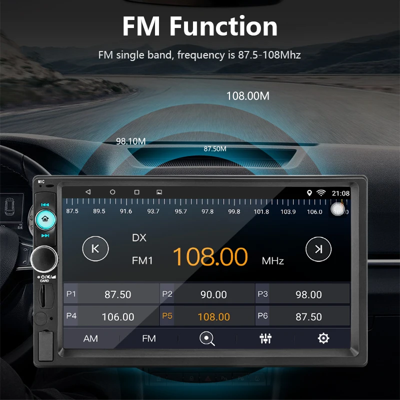 Top Jansite 7" 2 din Car Radio Android 8.1 player DVD digital 1080P Touch screen Wifi Double din car stereo Audio with Backup camera 4
