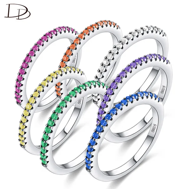 DODO Kpop 2mm Arcobaleno Anelli di Pietra Per Le Donne Cool Fashion Colorful AAA DODO Kpop 2mm Arcobaleno Anelli di Pietra Per Le Donne Cool Fashion Colorful AAA