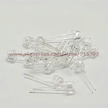 

PHISCALE 50pcs 4.8mm / 5mm white led round with helmet top transparent lens high brightness 2pins through hole