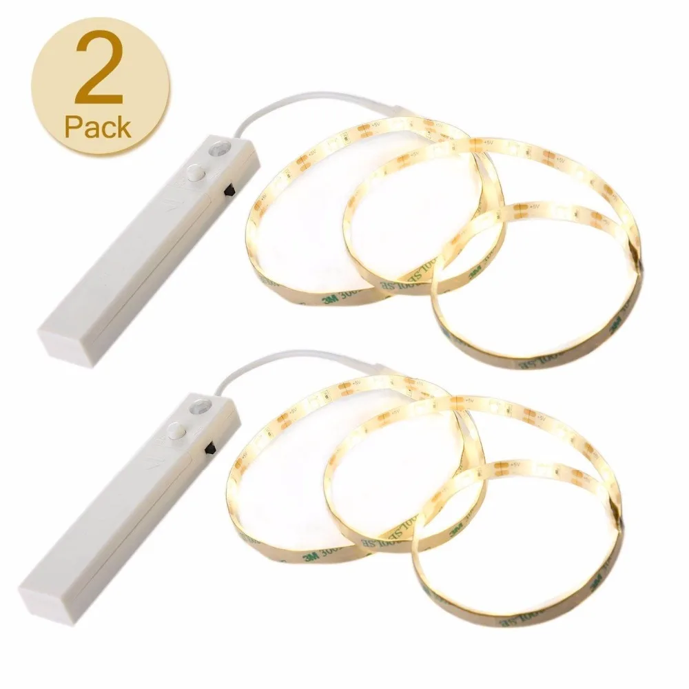 

SMD2835 1m LED Strip Lights Battery Powered Motion Sensor Activated Closet Lights String for Cabinet Cupord Stairs, 4000k White