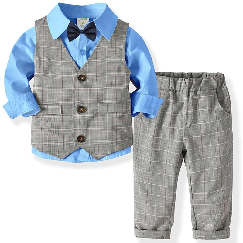 

Boys Suits Clothes For Wedding Formal Party clothes Striped Baby Vest Shirt Pants Kids Boy Outerwear Clothing Set
