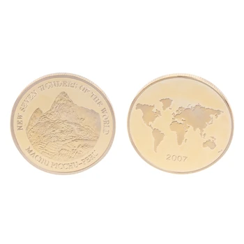 

New 7 Wonders Peru Inca Commemorative Coins Plated Golden Peru Ruins Wonders For Souvenir Art Collection