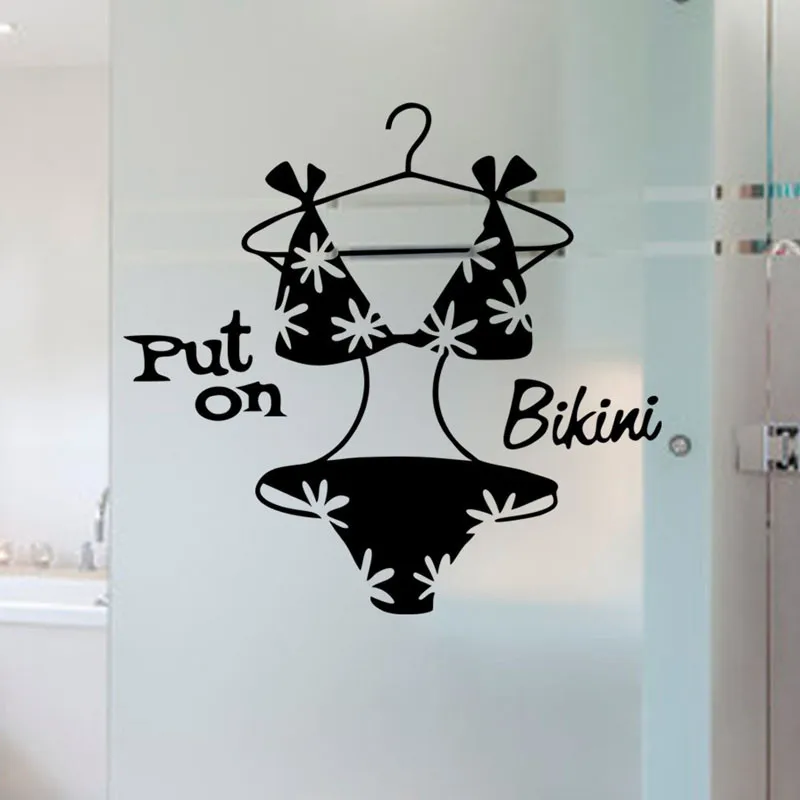 Put On Your Bikini Girl's Bedroom Funny Wall Sticker Home Decor Removable Lovely Art Murals New Design