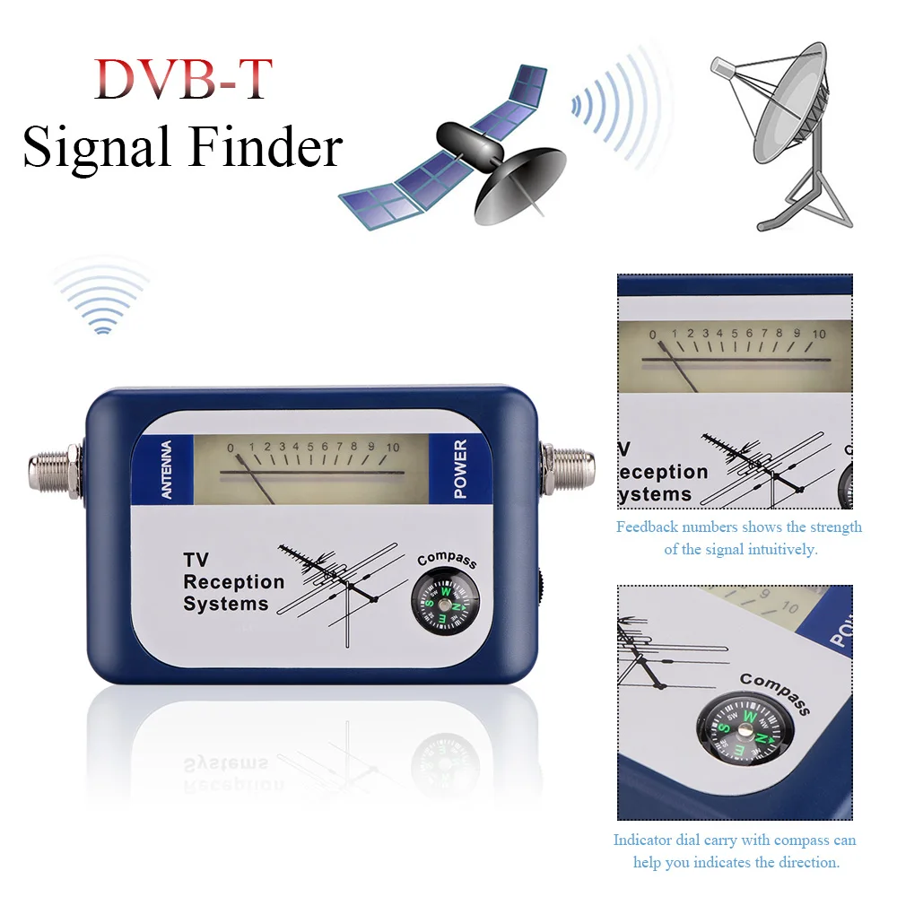 Fornorm DVB-T локатор Цифровой Спутниковый Сигнал Искатель с компасом антенна указатель интенсивности метр антенна ТВ приемник