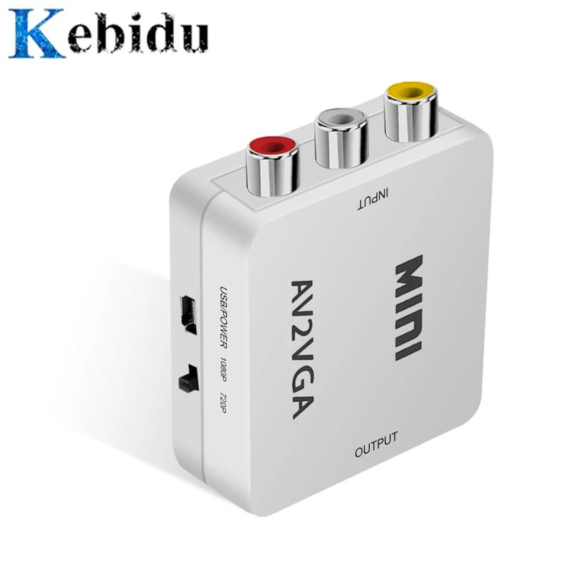 Конвертер видео KEBIDU Mini HD AV2VGA конвертер AV RCA CVBS в VGA с аудио 3 5 мм для ПК HDTV|Кабели VGA| |