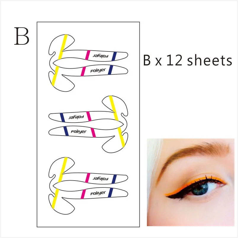 Самоклеющиеся подводки для глаз липкие наклейки-трафарет для легкого макияжа глаз, Новые поступления - Цвет: 12 sheets B