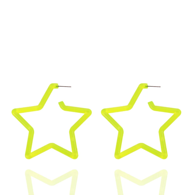

Trendy five-pointed star stud earrings for women colorful plastic earings personality heart female statement earing 2019 newest