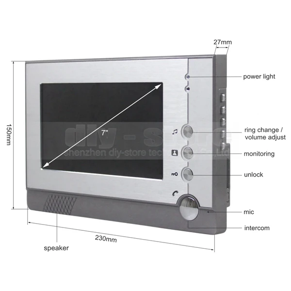 DIYSECUR 7 дюймов видео светодио дный телефон двери LED ночное видение RFID разблокировки домашней безопасности домофон системы 1V5