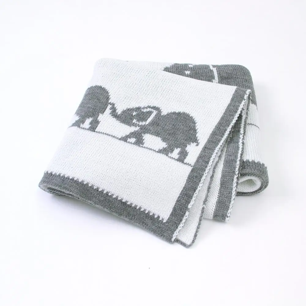 Baby Blankets Knitted Soft Newborn Swaddle Wrap Animal Elephant Toddler Boys Girls Throws Quilt Kid Sofa Bedding Blanket Cartoon