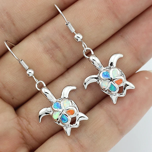 HAIMIS очаровательные Оранжевый Синий Белый огненный опал женские модные ювелирные изделия серьги-Черепаха подарочная коробка