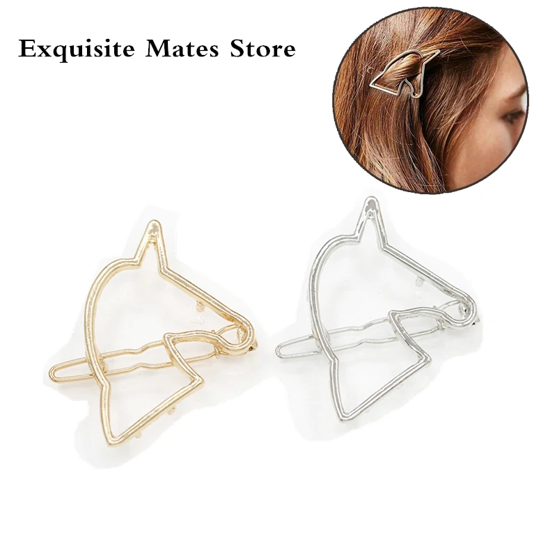 

1Pc Hollow Unicorn Hairpin Side Hair Clip Hollow Metal Hairpin Vintage Hairclip Hair Styling Tools Hair Claw Accessories