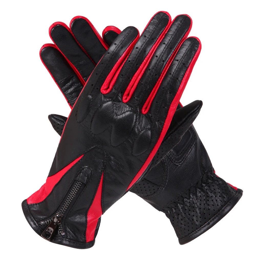 motorcycle-gloves-spring-summer-woman's-leather-motorcycle-gloves-anti-skid-off-road-driving-zipper-sheepskin-gloves-sz019