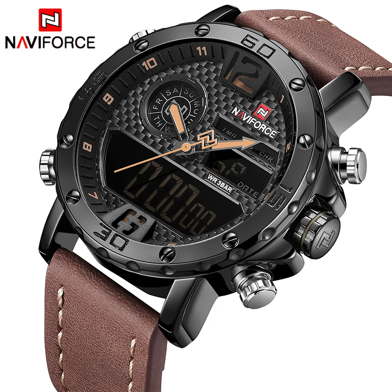 Prix Mens Montres De Marque De Luxe NAVIFORCE Hommes Montres de Sport Étanche LED Numérique Militaire de Quartz Hommes Montre Bracelet Homme Horloge