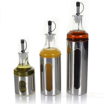 

Houmaid kitchen accessories spice glass oil storage jars vinegar sauce seasoning storage stainless steel bottles