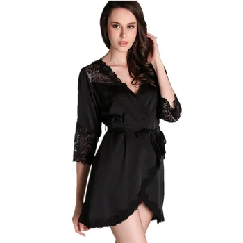 

Ruffles Lace Bathrobes Summer Satin Dressing Gowns For Women Silk Robes Spring Dressing Gown Kimono Pyjamas Sexy Peignoir Robe