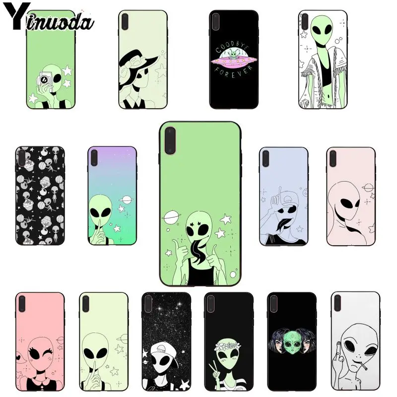 

Yinuoda Funny Alien Drawings of Aliens DIY Phone Case cover Shell for Apple iPhone 8 7 6 6S Plus X XS MAX 5 5S SE XR Cover