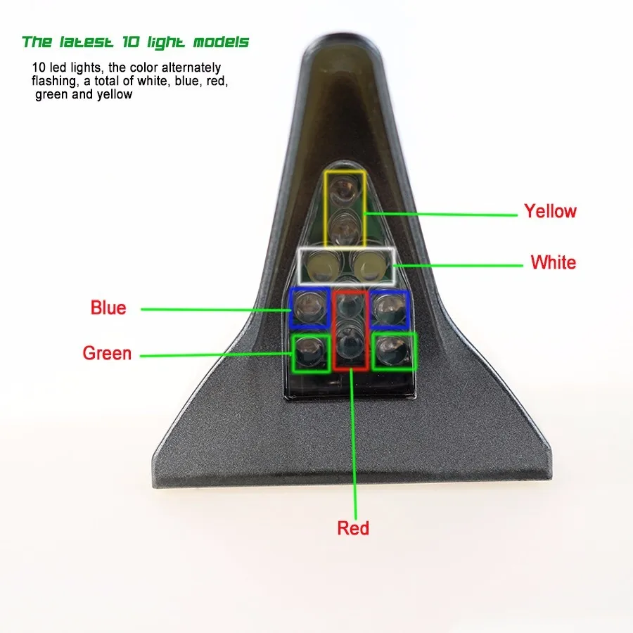 Lvtusi 10 светодиодный Тип Авто солнечных батареях светодиодный мигающий в виде акульего плавника для Предупреждение задние фонари контроллер универсальная Антенна CB