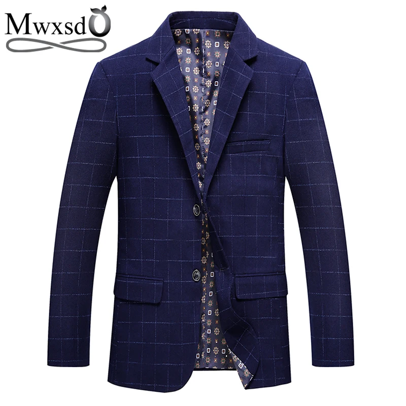 

Mwxsd brand Autumn Men Plaid striped Blazer Suit jacket Men's Fashion Slim fit solid blazer jacket Casual male blazer