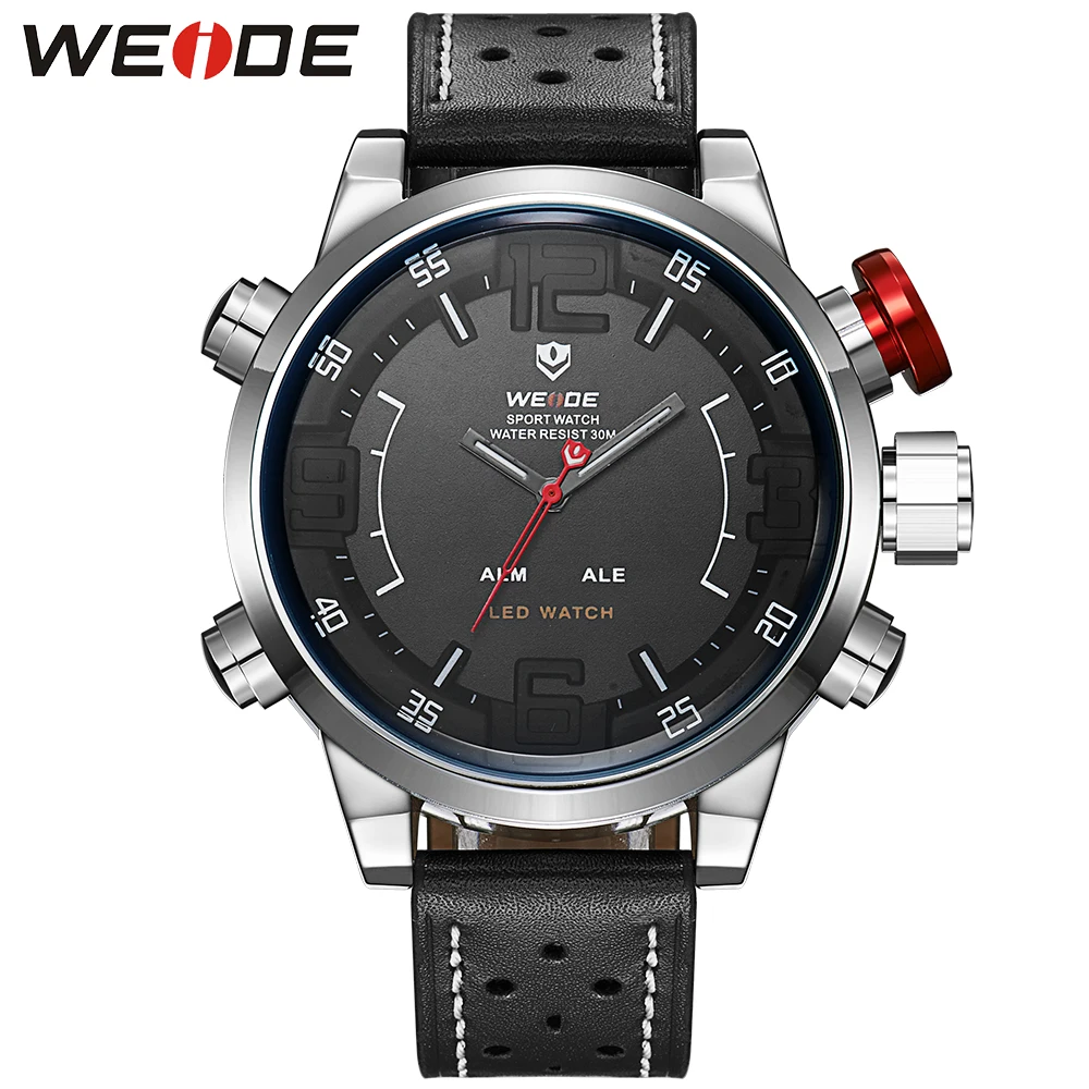 New Brand WEIDE Men Sports Watches Mens Military Leather Analog Digital Watch Black Relogio Masculino LED Army Wristwatch Clock New Brand WEIDE Men Sports Watches Mens Military Leather Analog Digital Watch Black Relogio Masculino LED Army Wristwatch Clock