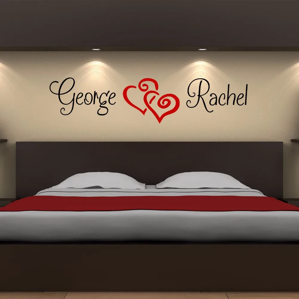 Custom made Personalized Name Love Hearts Wall Sticker Bedroom Vinyl