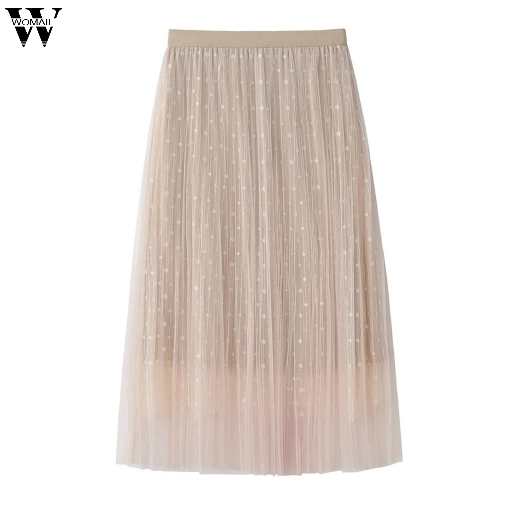 Женская юбка, летняя повседневная женская Новая двухслойная плиссированная Ретро длинная юбка макси, юбки с эластичной резинкой на талии May20