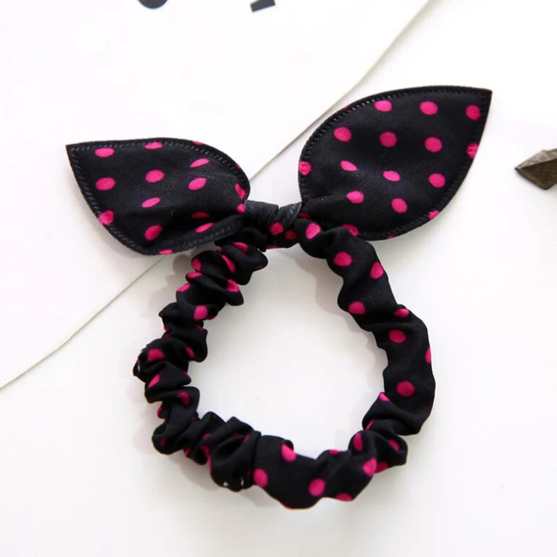 

B0027 Rabbit Ear Hair Ring Bow Hair Rope Hair Accessories Wholesale Korean Version Cute Hot Playful Wave Nod Flower