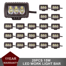 20PCS 15W Offroad LED Work Light Driving Fog Lamp Car ATV SUV 4WD UTE 4X4 4WD Motorcycle Bicycle Truck Auto Headlight 12v 24v