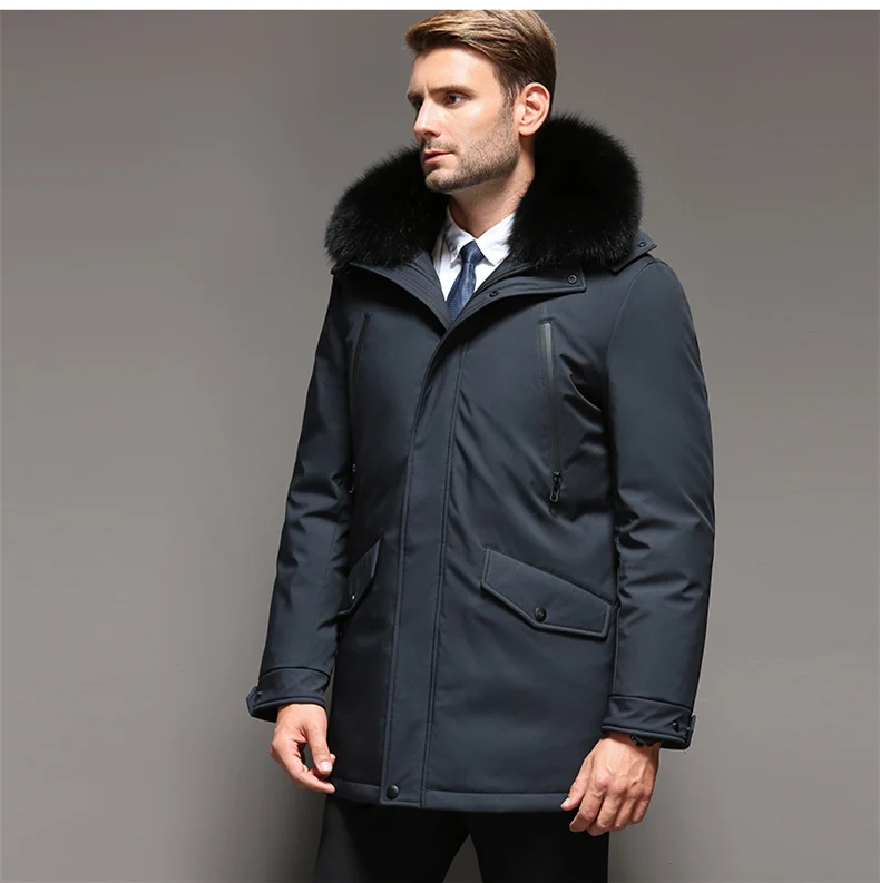 VSD Fashion Winter Jackets Men's Warm Down Coat Parka Thickening Rabbit hair Liner Detachable Turtleneck Windproof Concise VS887 (8)