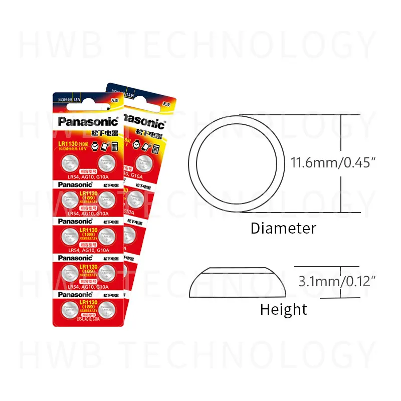 4 шт. 100% натуральная оптовая продажа PANASONIC LR54 189 AG10 L1131 SR1130 G10 V10GA 389 Щелочная Кнопка