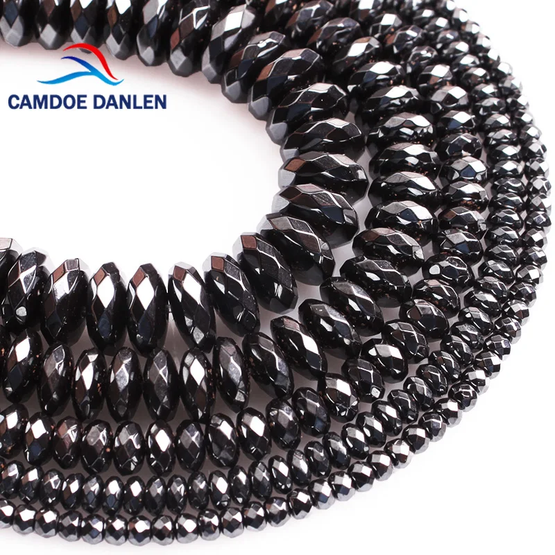 

CAMDOE DANLEN Natural Stone Black Hematite Round Faceted Spacer Beads Fit Diy Handmade Find Beads For Jewelry Making Accessories