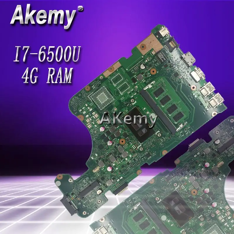 

Akemy X555UA Laptop motherboard for ASUS X555UJ X555UF F555U X555UB X555UQ X555U 100% Test original mainboard 4G RAM I7-6500U