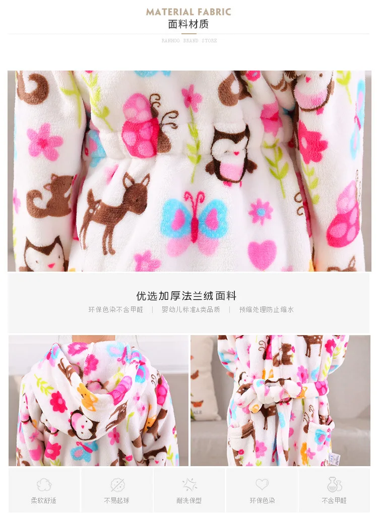 best Sleepwear & Robes Children Flannel Bathrobes Nightwear 2022 Fashion Children Pajamas Hooded Bathrobe Soft Bath Robe Cute Girls Robe Cartoon Gown designer nightgowns