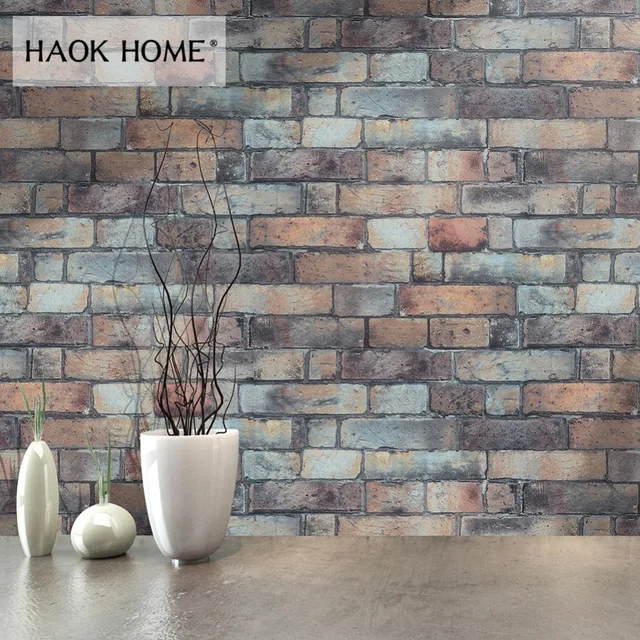 Haokhome Vintage 3d Faux Brick Wallpaper Roll 053m10m Stone Textured