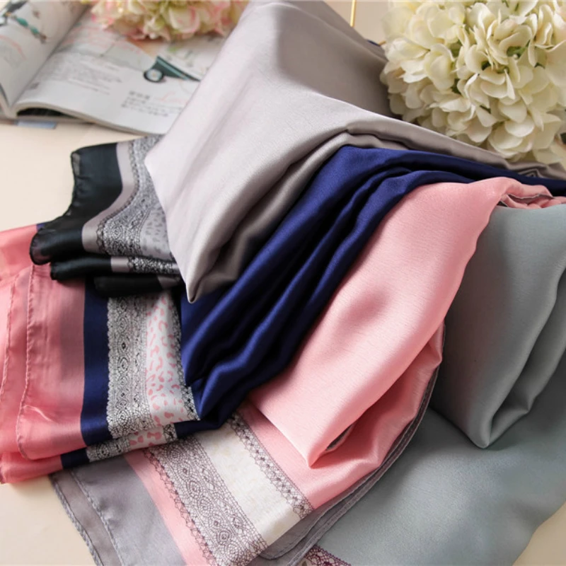Мягкий Шелковый шарф для женщин с принтом роскошный бренд Foulard женский хиджаб модные пляжные шарфы женские пашмины Scafs Новинка