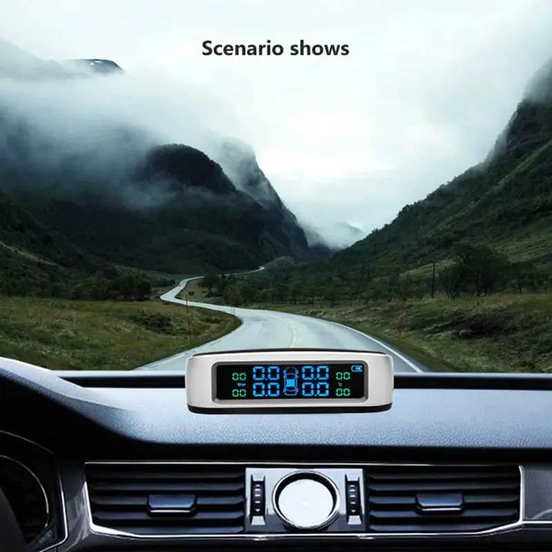 Беспроводная автомобильная система сигнализации давления в шинах TPMS ЖК-дисплей с солнечной батареей автомобильный 4 Внешний датчик Температурная сигнализация