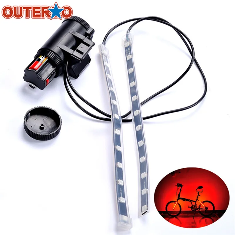 

OUTERDO MTB Mountain Bicycle Fork Strip Light Bar 12 LED 8 Modes Waterproof Wheel Lamp Bicicleta Frame Front Rear Night Lights
