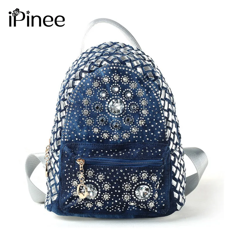 

iPinee 2019 New Backpack Ladies Denim Bag Small Women Backpack Mochila Feminina School Bags for Teenagers