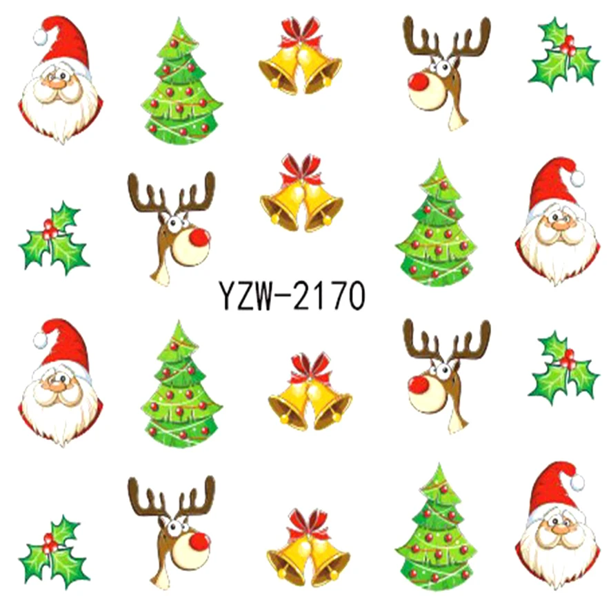 

ZKO 1 Sheet Water Transfer Christmas Designs Nail Art Sticker Decal Foil Adhesive Nails Tips Nail Decoration Makeup Tools 2170