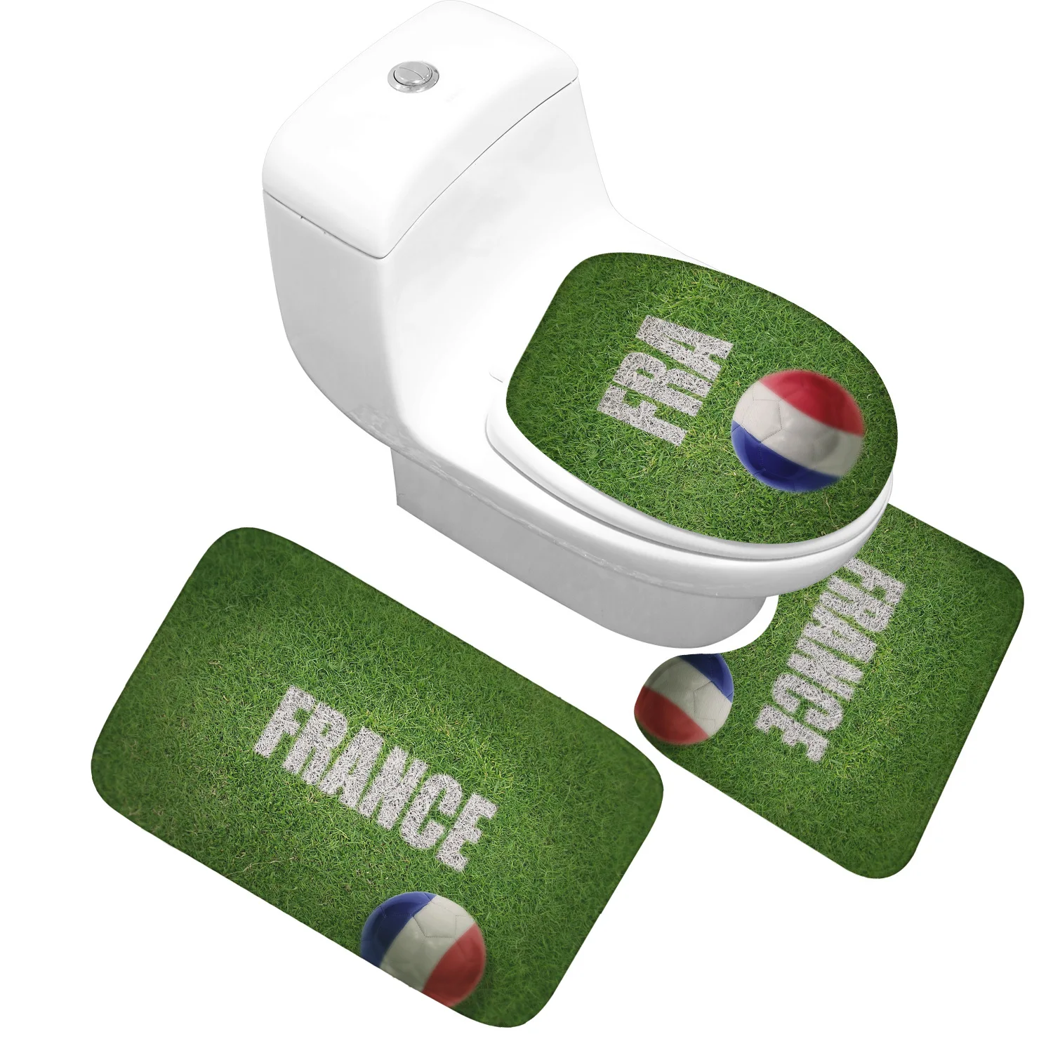 3 Piece Bathroom Mat Sets World Football Bathroom Decorative Absorbent