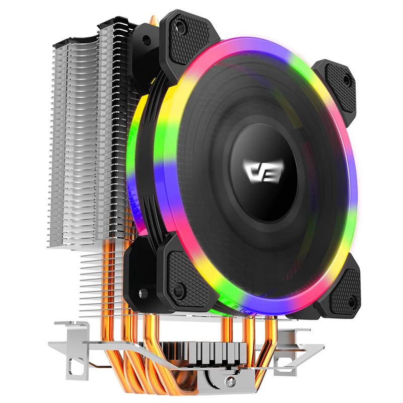 

Aigo L5 LED CPU Cooler RBG fan cooling AMD Intel 5Pipes 120mm PC CPU silent CPU FAN double RGB ring